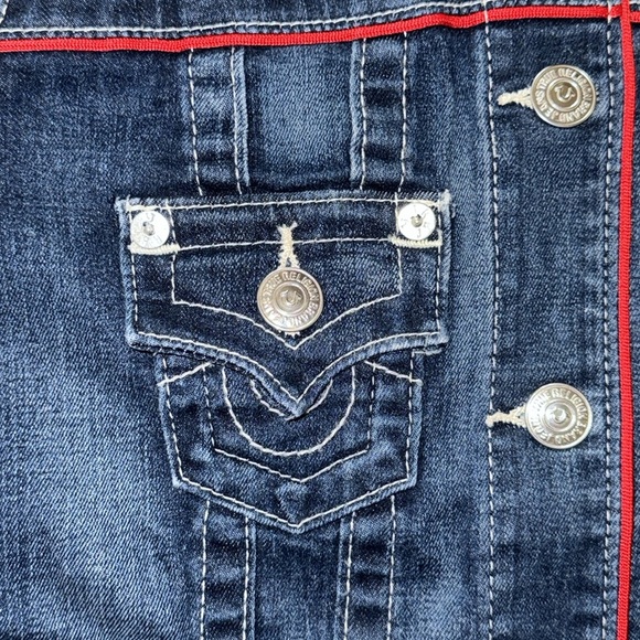 True Religion PIPED TRUCKER DENIM JACKET in Night Lights - Picture 6 of 12
